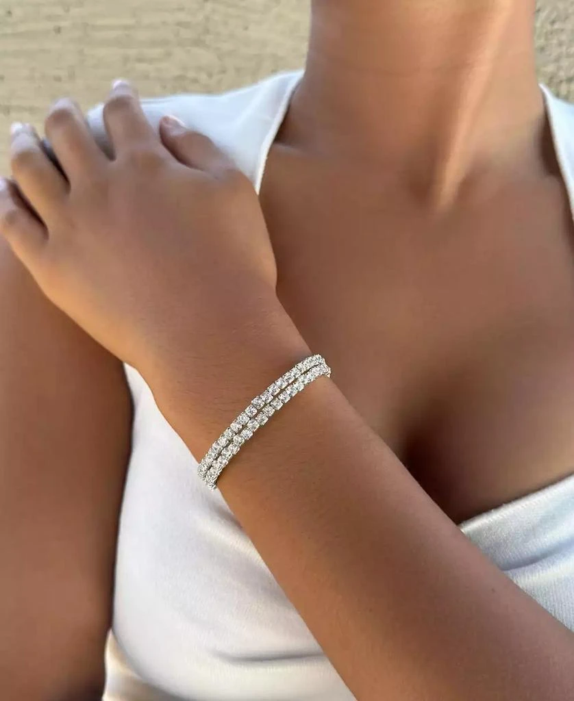 ADORNIA Silver Coil Stretch Crystal Tennis Wrap Bracelet 5