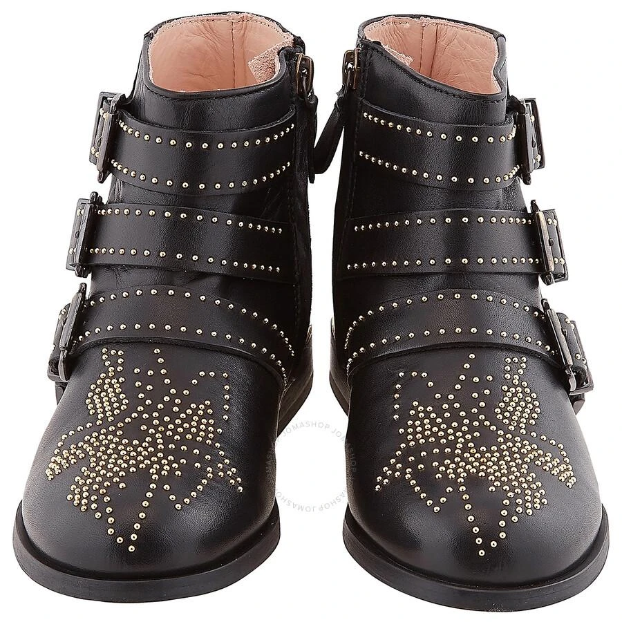 Chloe Girls Black Studded Leather Ankle Suzanna Boots 3