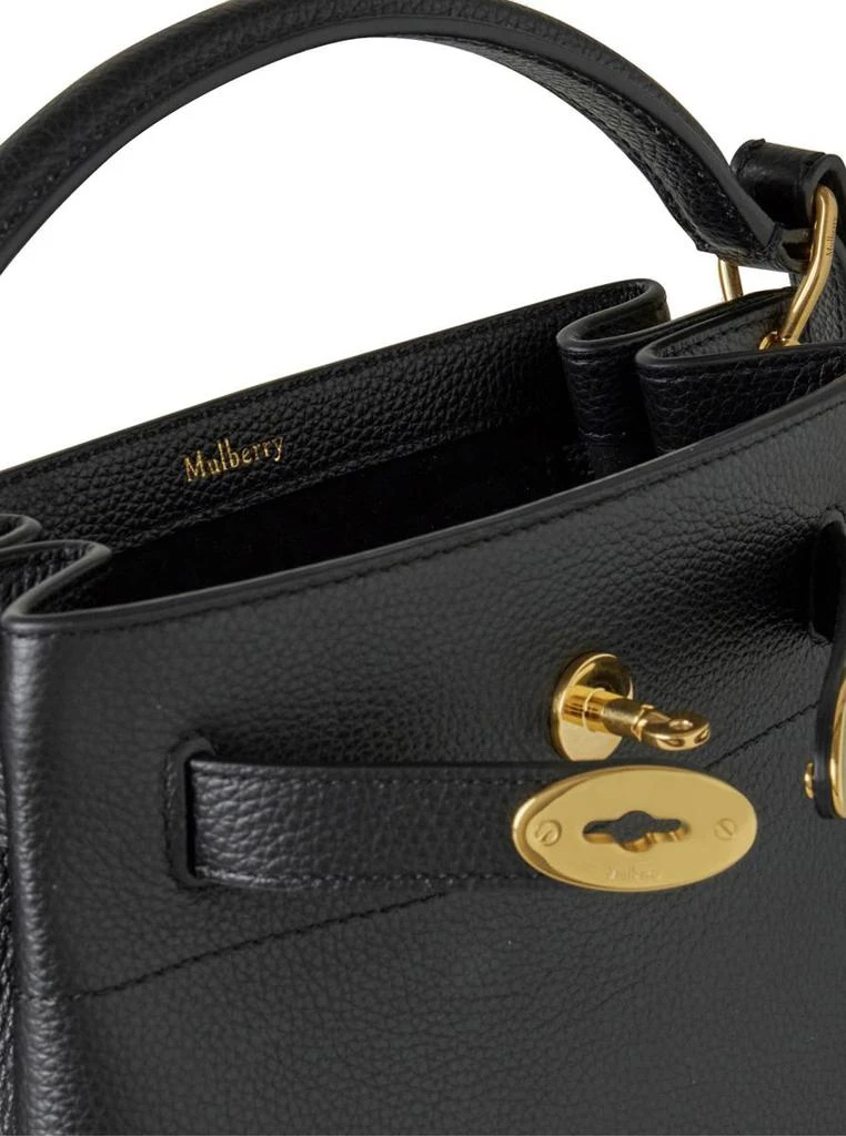 Mulberry 'Small Islington' Black Bucket Bag With Twist Lock Closure In Hammered Leather Woman 3