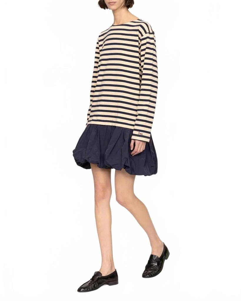 Sea Athena Solid Combo T-Shirt Dress In Navy Stripe 3
