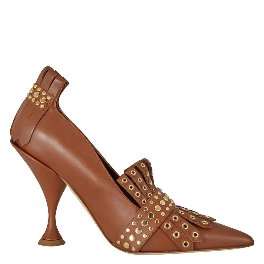 Burberry Burberry Brown Studded Kiltie Fringe Leather Point Toe Pumps, Brand Size 35.5 (US Size 5.5) 1