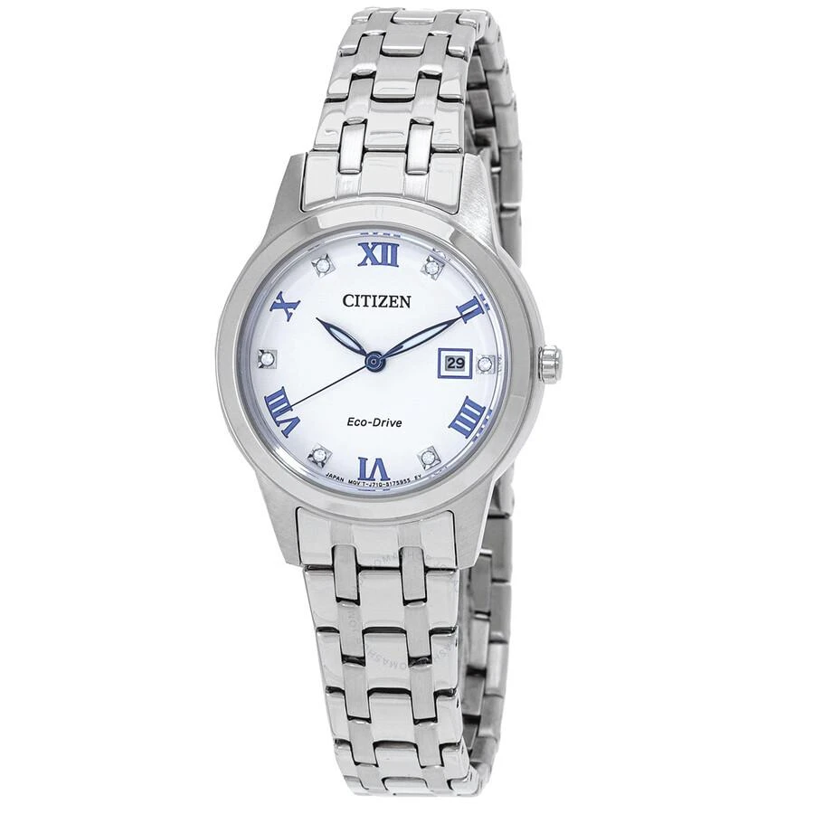 Citizen Eco-Drive Crystal White Dial Ladies Watch FE1240-81A 1