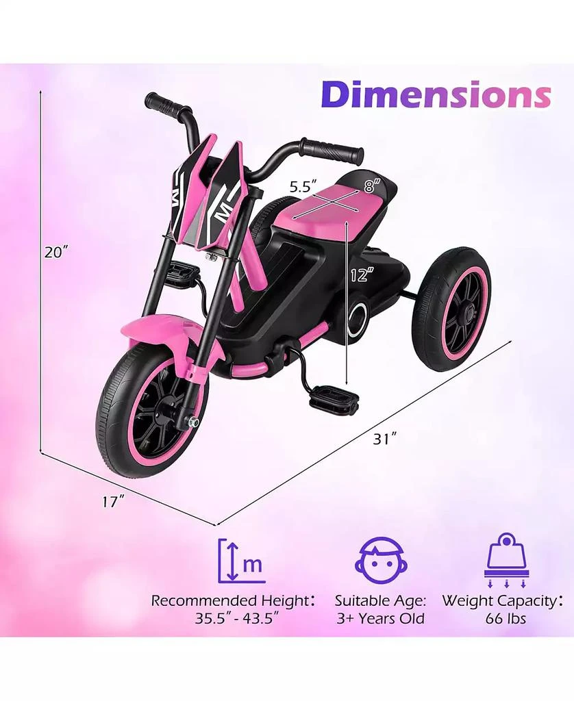 Mecale Kids Tricycle 3-Wheel Toddler Bike with Foot Pedals Forward Backward-Pink 2