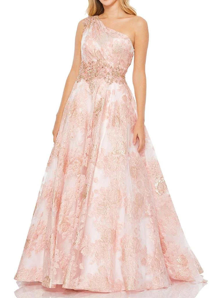 Mac Duggal Womens Embellished Brocade Evening Dress 1