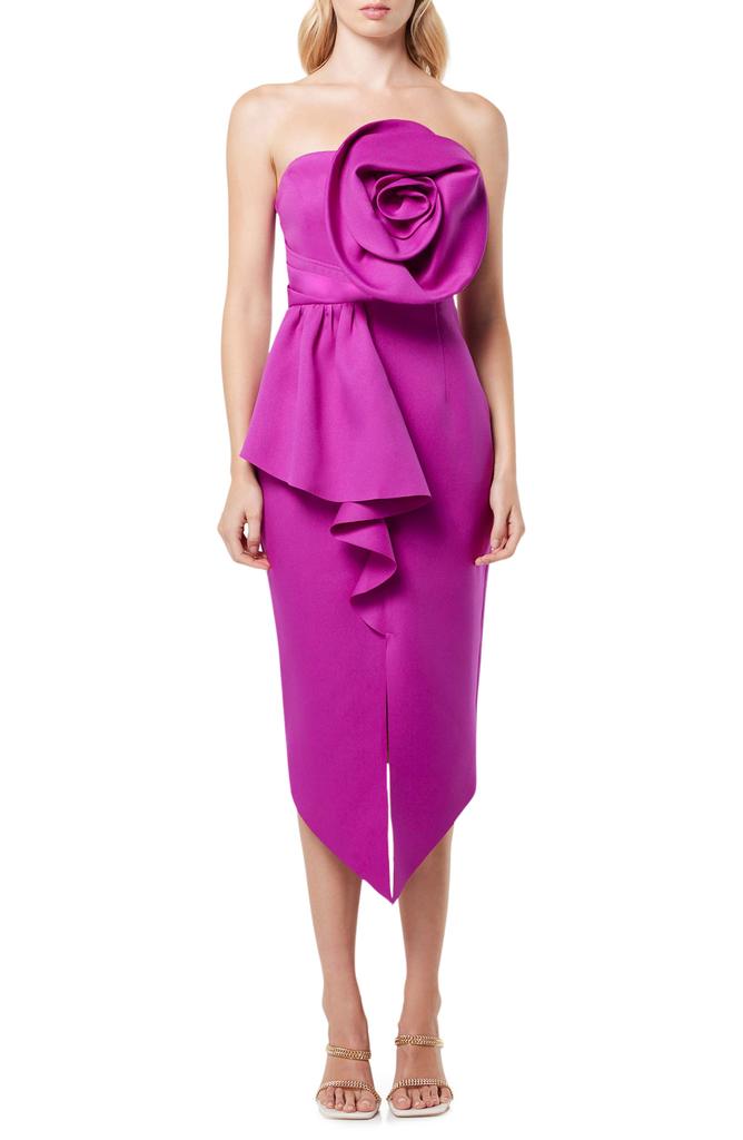 Elliatt Bowie Rosette Strapless Midi Dress