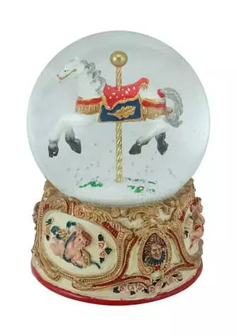 Northlight 5.5Inch Musical Carousel Horse Christmas Snow Globe 1