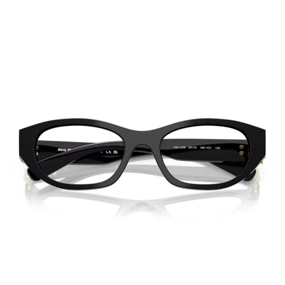 Miu Miu 0Mu 03Wv Oval Shape Black Acetate Optical Glasses
