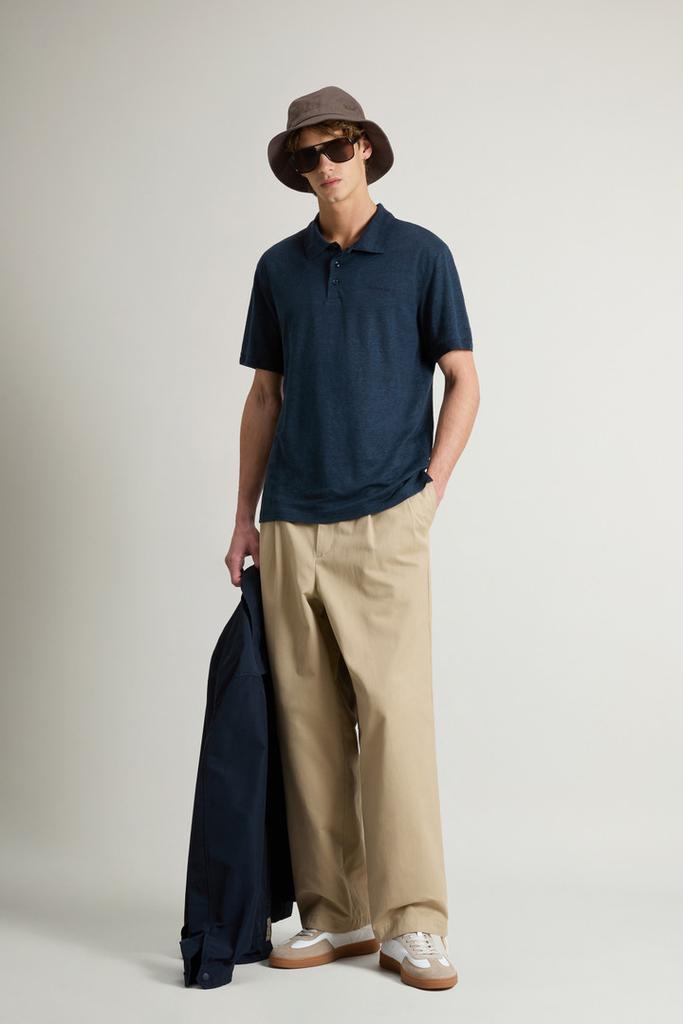 Woolrich Pure Linen Polo Shirt - Men - Blue