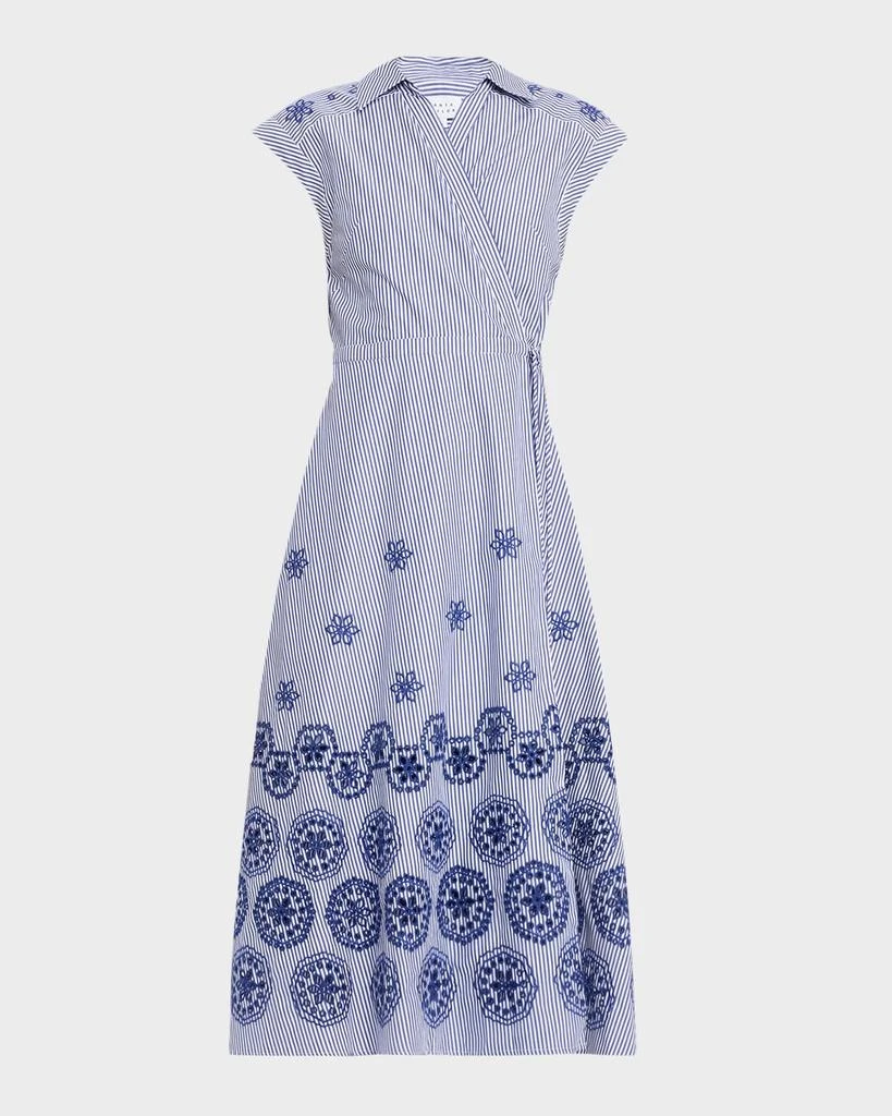 Tanya Taylor Shivon Embroidered A-Line Wrap Dress 1