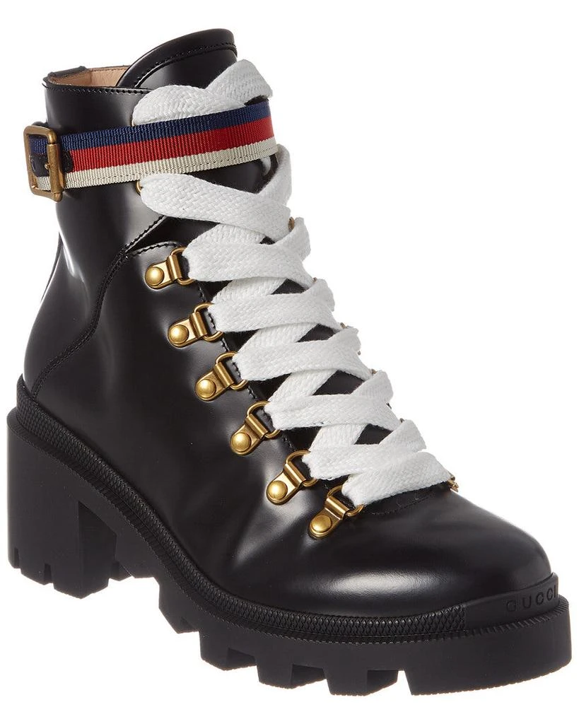 Gucci Sylvie Web Leather Bootie 1
