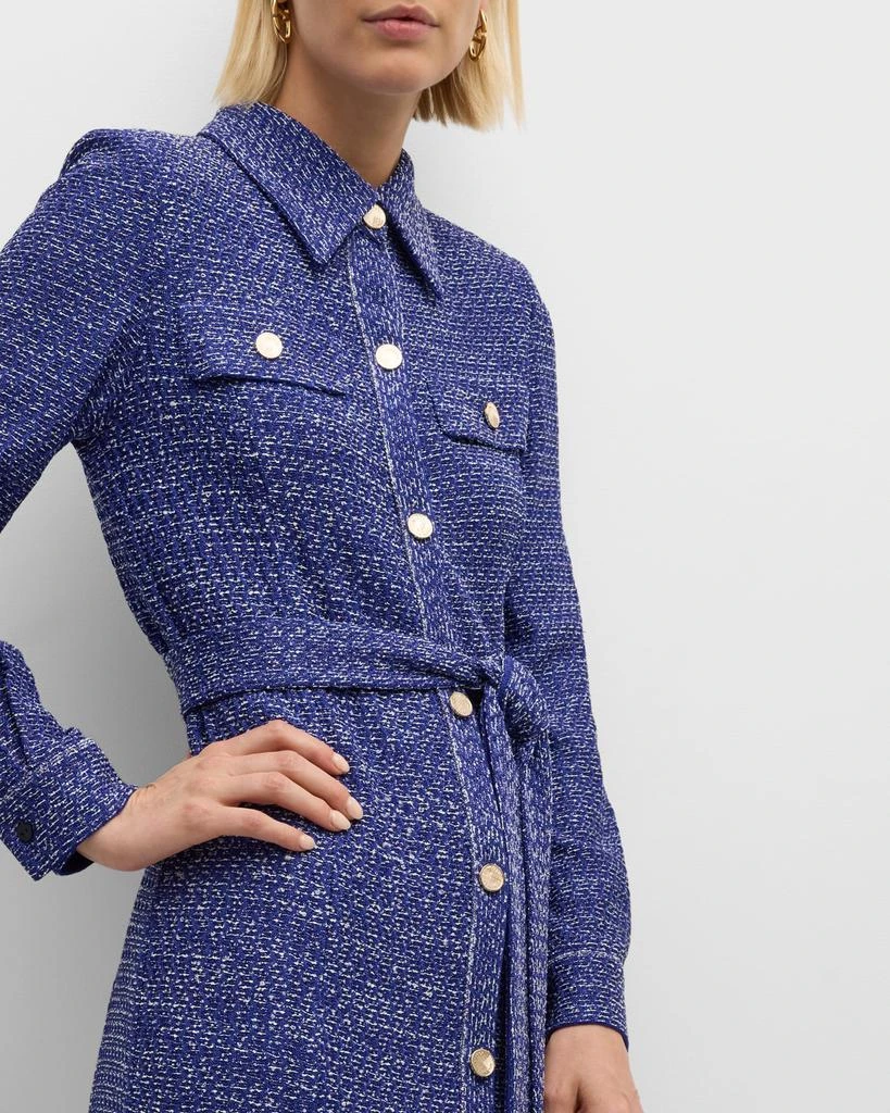 Misook Belted Button-Front Tweed Knit Midi Dress - Heritage Fit 6