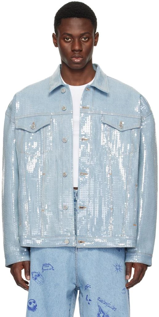 Blue Sequinned Denim Jacket – On Sale Now with Up to 50% Off