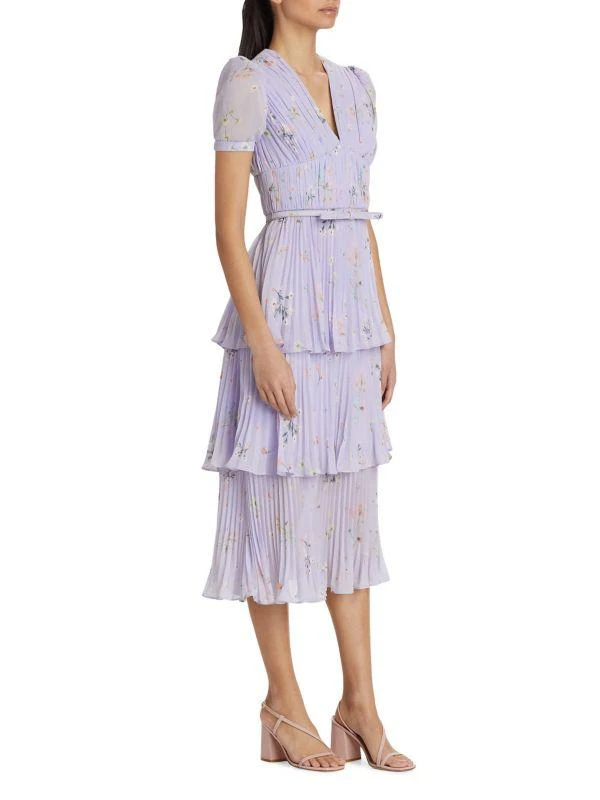Self Portrait Floral Chiffon Tiered Midi-Dress 3