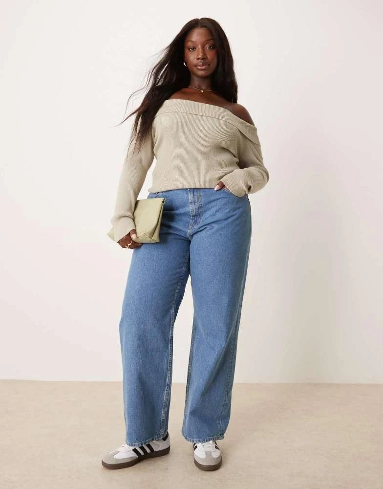 ASOS ASOS DESIGN Curve wide leg dad jeans in clean blue 1