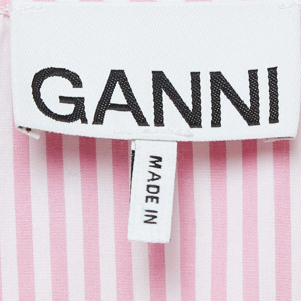Ganni Ganni Pink/White Stripe Cotton Ruffled Collar Shirt M 6