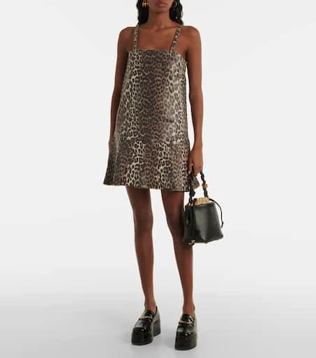 Ganni Leopard-print denim minidress 2
