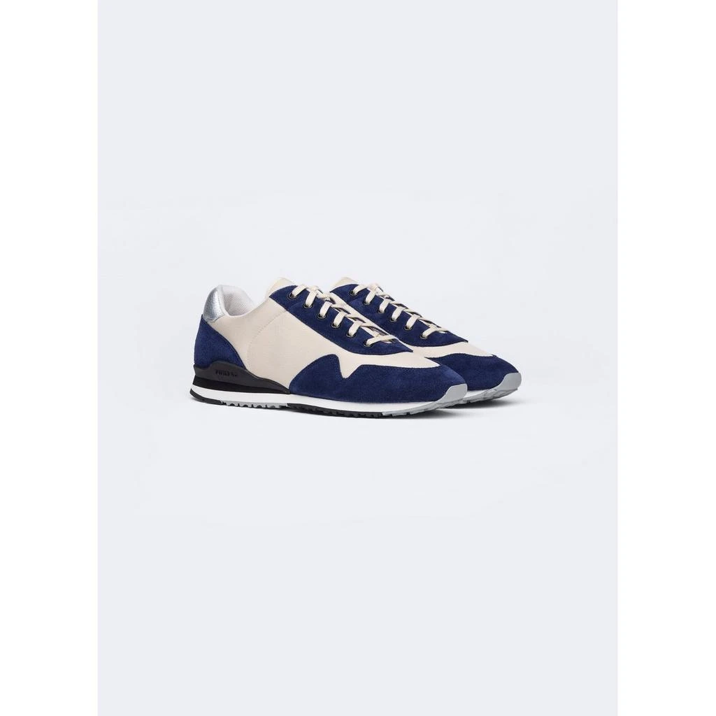 预计3周后发货 Fursac Fursac - Sneakers En Cuir Et Nylon Crèmes Et Bleues - Marine 3