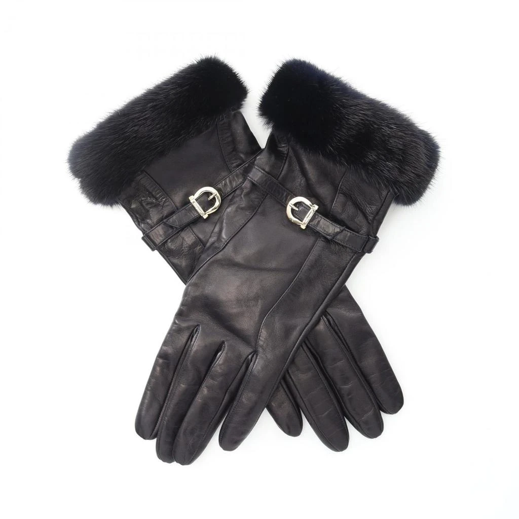 Salvatore Ferragamo Leather Fur Short Gloves (Pre-Owned) 1