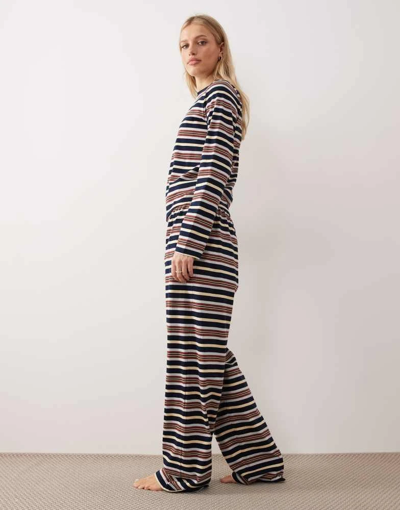 ASOS ASOS DESIGN Taylor pyjama trouser in navy, yellow and brown stripe