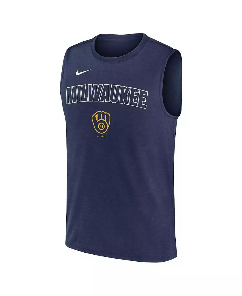 NIKE Men's Navy Milwaukee Brewers Knockout Performance Muscle Tank Top