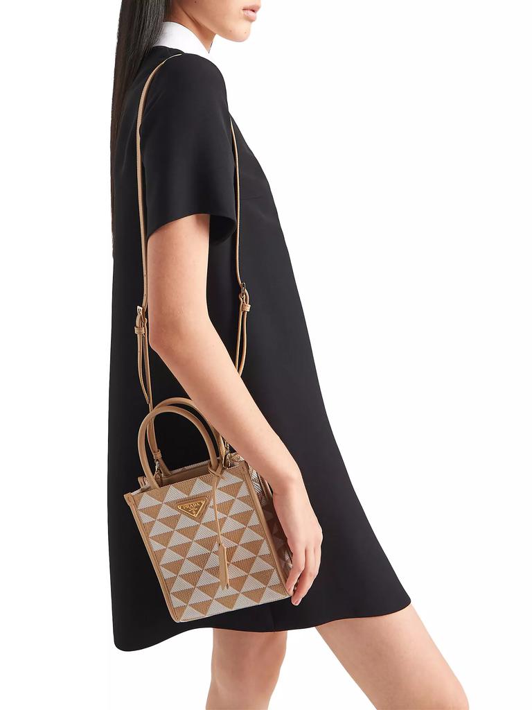 Prada Symbole Embroidered Fabric Mini Bag - Tote Bags - Free