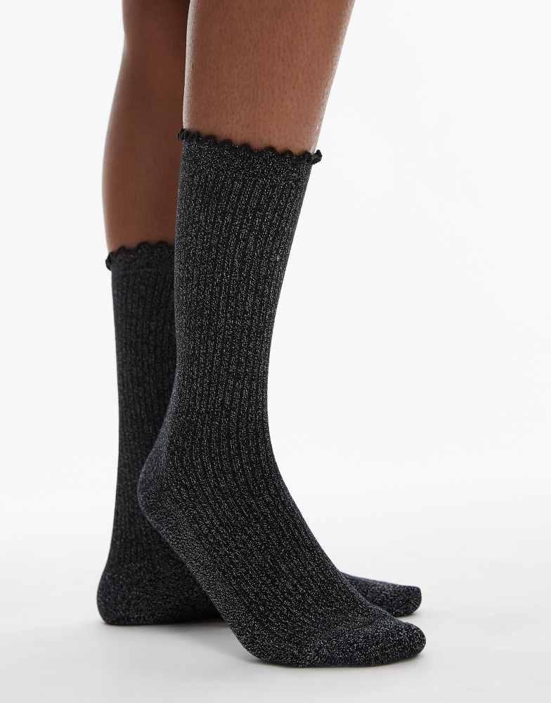 & Other Stories & Other Stories glitter frill socks in black