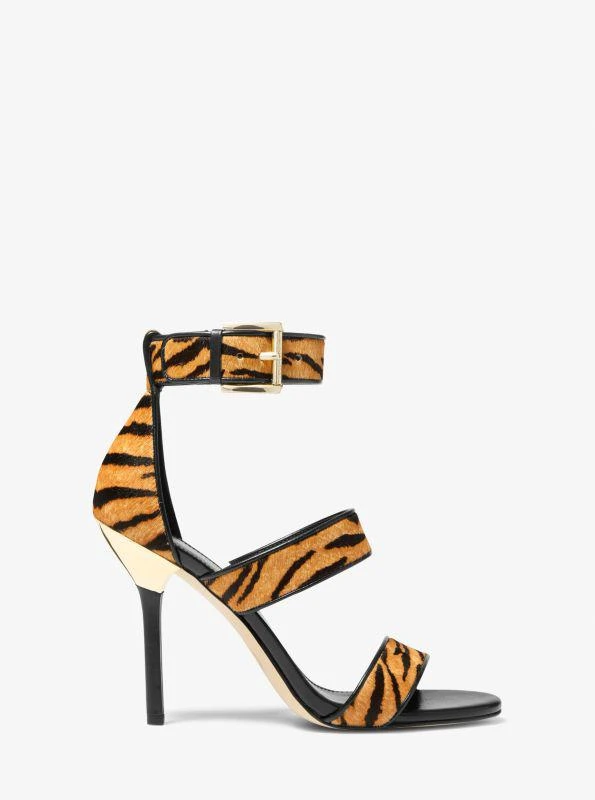 Michael Kors Amal Tiger Print Calf Hair Sandal 2