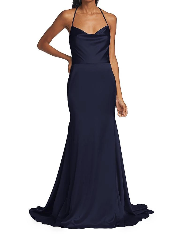 Vera Wang Bride Women's Muriel Satin Halterneck Gown - Navy - Size 10