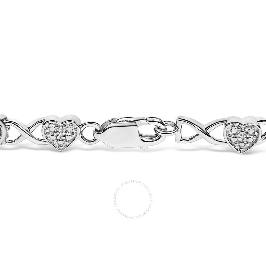 Haus Of Brilliance Haus of Brilliance .925 Sterling Silver Diamond Accent Heart Link Bracelet (I-J Color, I3 Clarity) - 7.25"