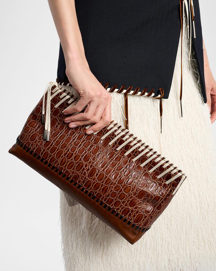 Dries Van Noten Embossed Leather Clutch Bag - Handbags - Free