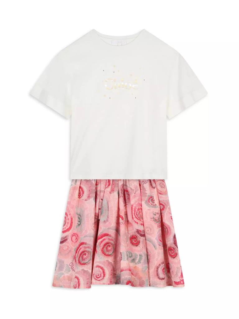 Chloé Little Girl's & Girl's Ceremonie Spiral Print Skirt 2