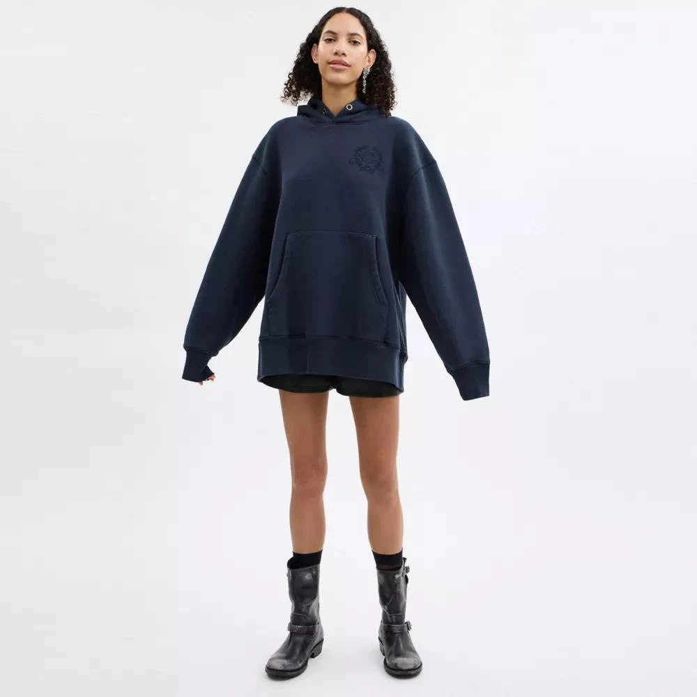 Coach Oversized Signature Crest Hoodie In Organic Cotton 4