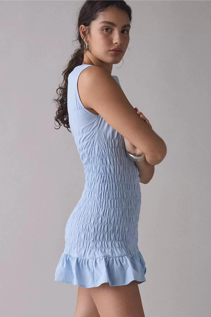 Urban Outfitters Another Girl Shirred Cotton-Blend Poplin Boatneck Mini Dress 3