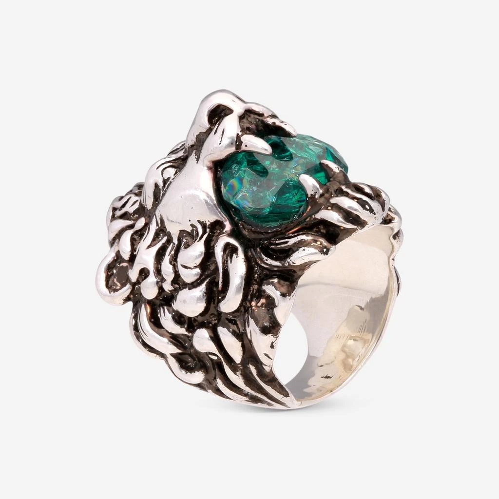 Gucci Gucci Metal Green Crystal Lion Head Ring Sz. 6.25 YBC402763006 2
