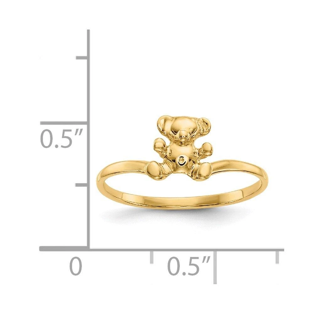 Diamond2Deal 14k Yellow Gold Polished Teddy Bear Ring 3
