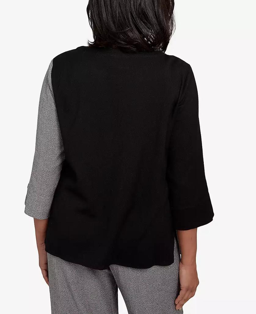 Alfred Dunner Women's Santa Barbara Center Sliced Top with Necklace
