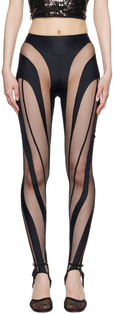 Mugler Black Paneled Leggings