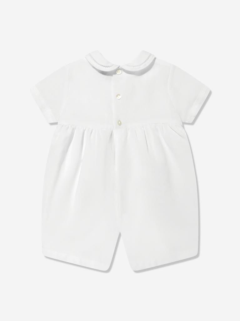 Sarah Louise Baby Boys Smocked Romper in White