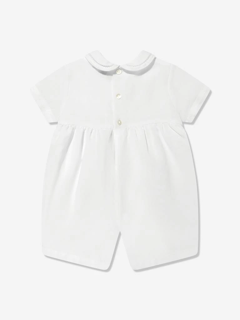 Sarah Louise Baby Boys Smocked Romper in White 2