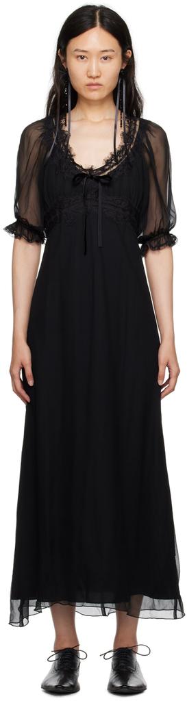 Anna Sui Black Sheer Maxi Dress