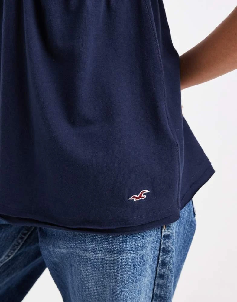 HOLLISTER Hollister short sleeve babydoll top in navy 3