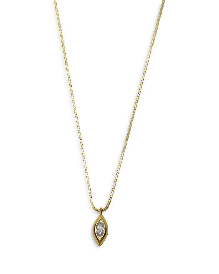 Argento Vivo Cubic Zirconia Vertical Marquise Pendant Necklace in 18K Gold Plated Sterling Silver, 16"-18"