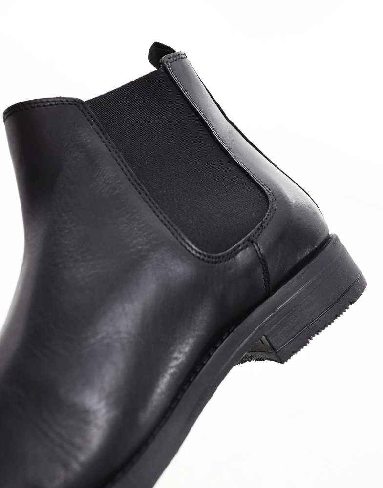 Jack & Jones Jack & Jones leather chelsea boot in black 2