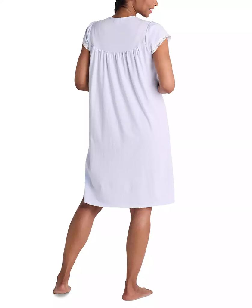 Miss Elaine Plus Size Diamond-Yoke Lace-Trim Nightgown