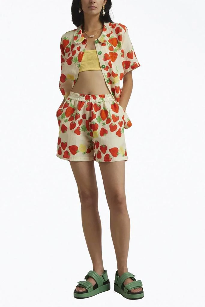 HELMSTEDT Strawberry-Print Linen-Blend Shirt In Beige 3