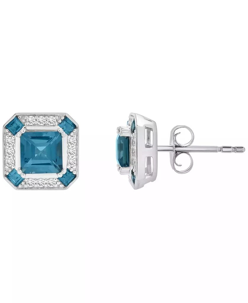 Macy
s Lab Grown White Sapphire (1/4 ct. t.w.) and London Blue Topaz (3-1/3 ct. t.w.) Square Earrings in Sterling Silver 2