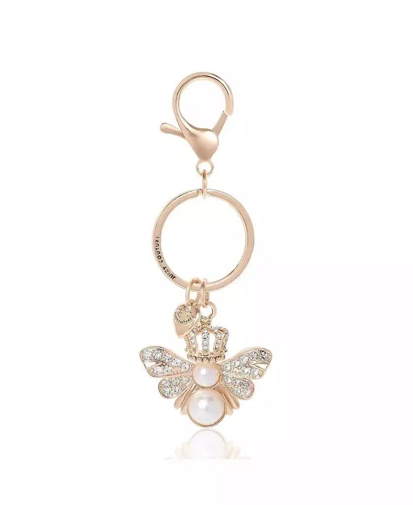 Juicy Couture Queen Bee Keychain With Rhinestones and Faux Pearls, Bee Gifts for Women