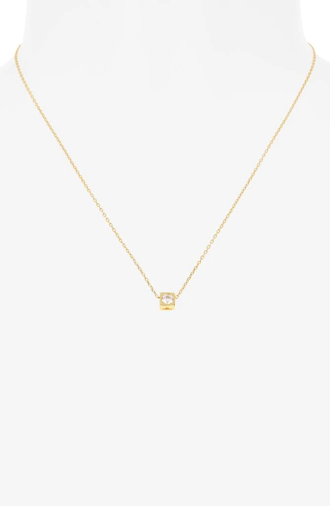 Argento Vivo Sterling Silver Square Solitaire Pendant Necklace 2