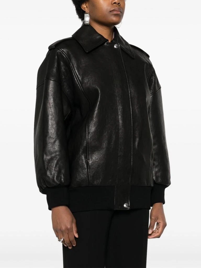 Alexander McQueen BLACK LEATHER JACKET WITH EPAULETTES 2