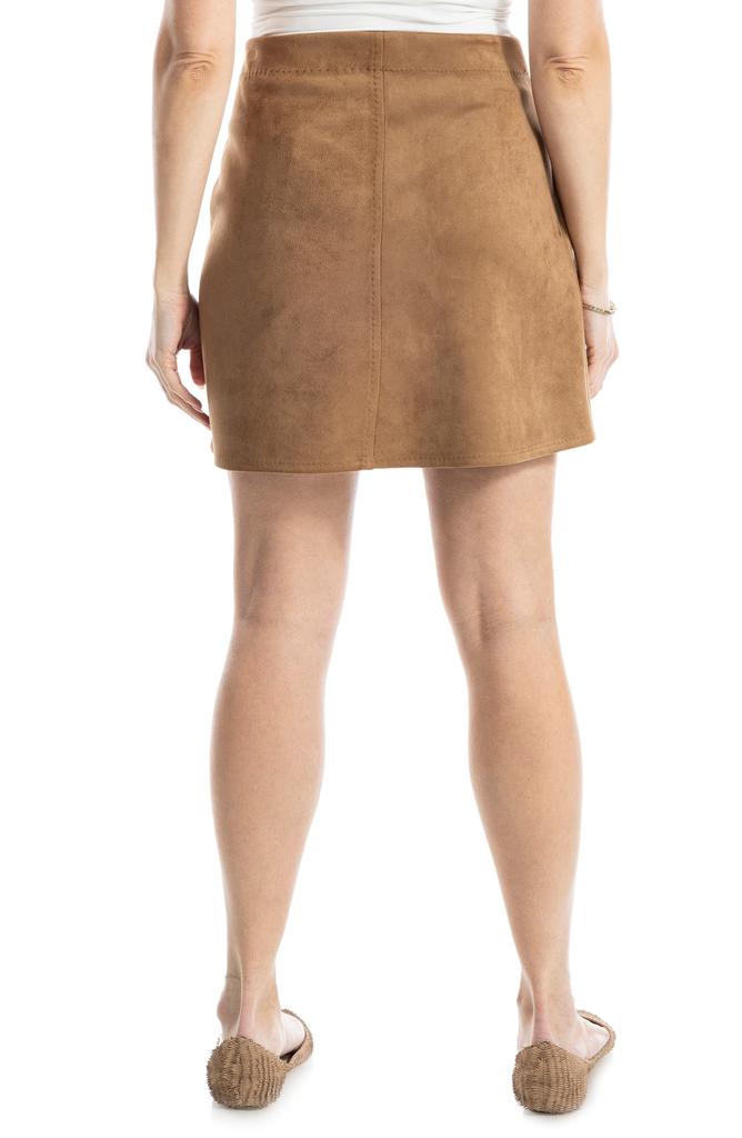 Max Studio Faux Suede Wrap Miniskirt